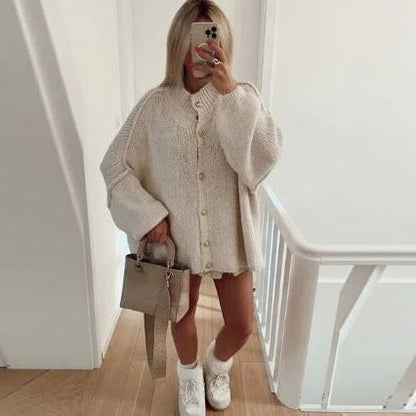Jersey Con Patrón De Punto Y Mangas Holgadas Para Mujer | Ideal Para Invierno