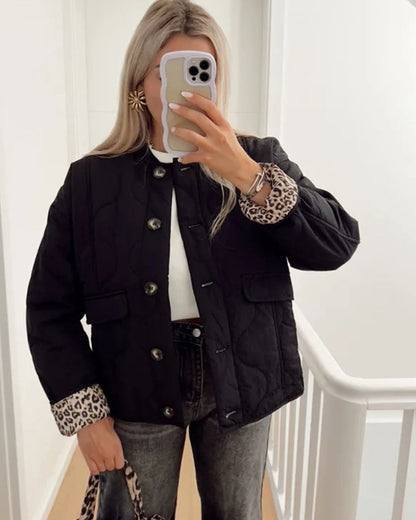 Chaqueta Reversible Con Botones Y Bolsillos Frontales Para Mujer | Ideal Para Uso Diario Y Temporada Intermedia