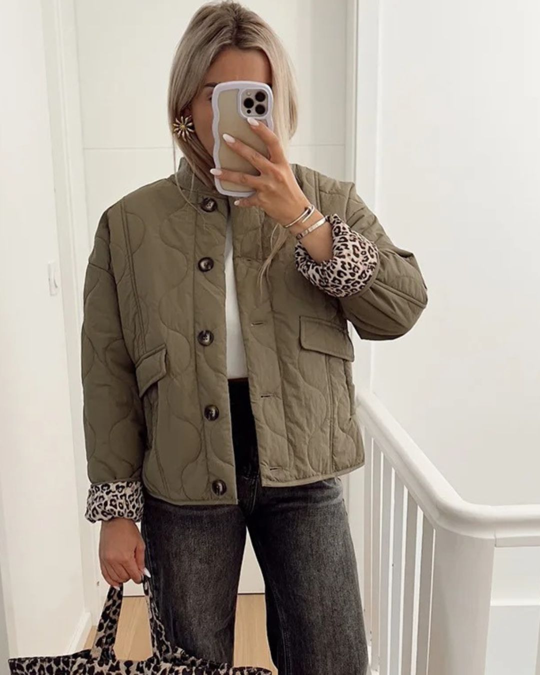 Chaqueta Reversible Con Botones Y Bolsillos Frontales Para Mujer | Ideal Para Uso Diario Y Temporada Intermedia