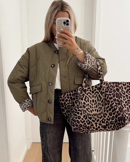 Chaqueta Reversible Con Botones Y Bolsillos Frontales Para Mujer | Ideal Para Uso Diario Y Temporada Intermedia