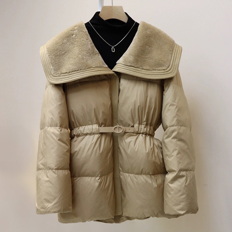 Chaqueta Acolchada con Cuello Desmontable y Cinturón Ajustable para Mujer | Ideal para Invierno