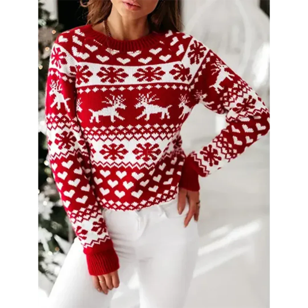 Jersey de Punto con Motivo Invernal para Mujer | Ideal para el Uso Diario en Invierno
