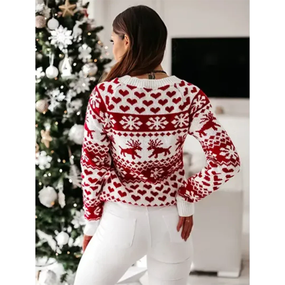 Jersey de Punto con Motivo Invernal para Mujer | Ideal para el Uso Diario en Invierno