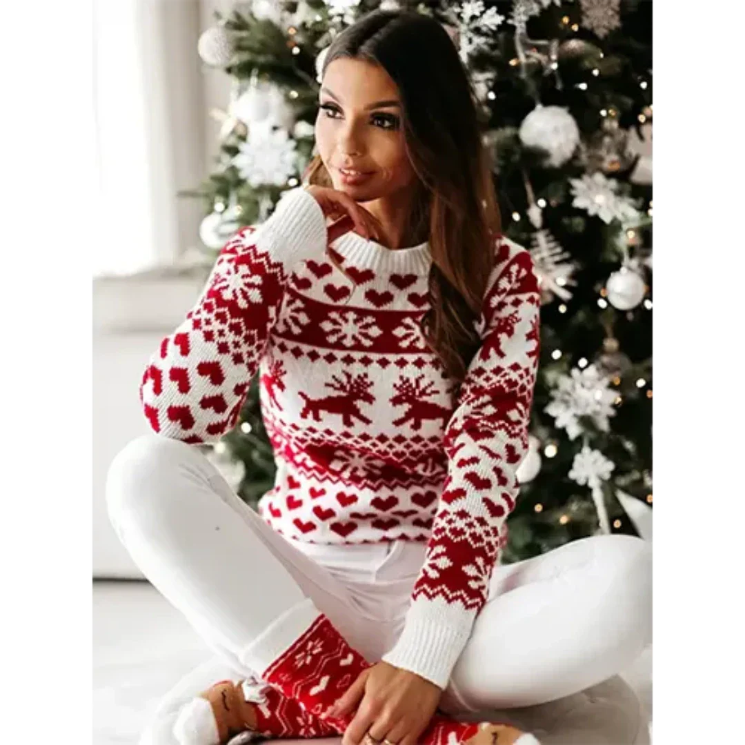 Jersey de Punto con Motivo Invernal para Mujer | Ideal para el Uso Diario en Invierno