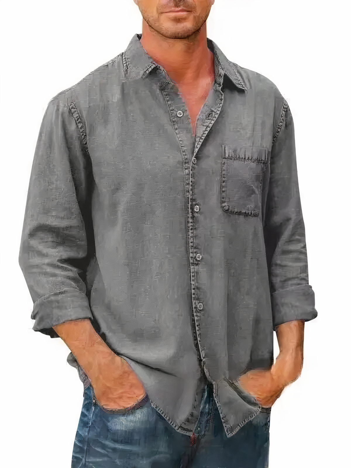 Camisa de Manga Larga Denim con Corte Amplio para Hombre | Ideal para Uso Diario