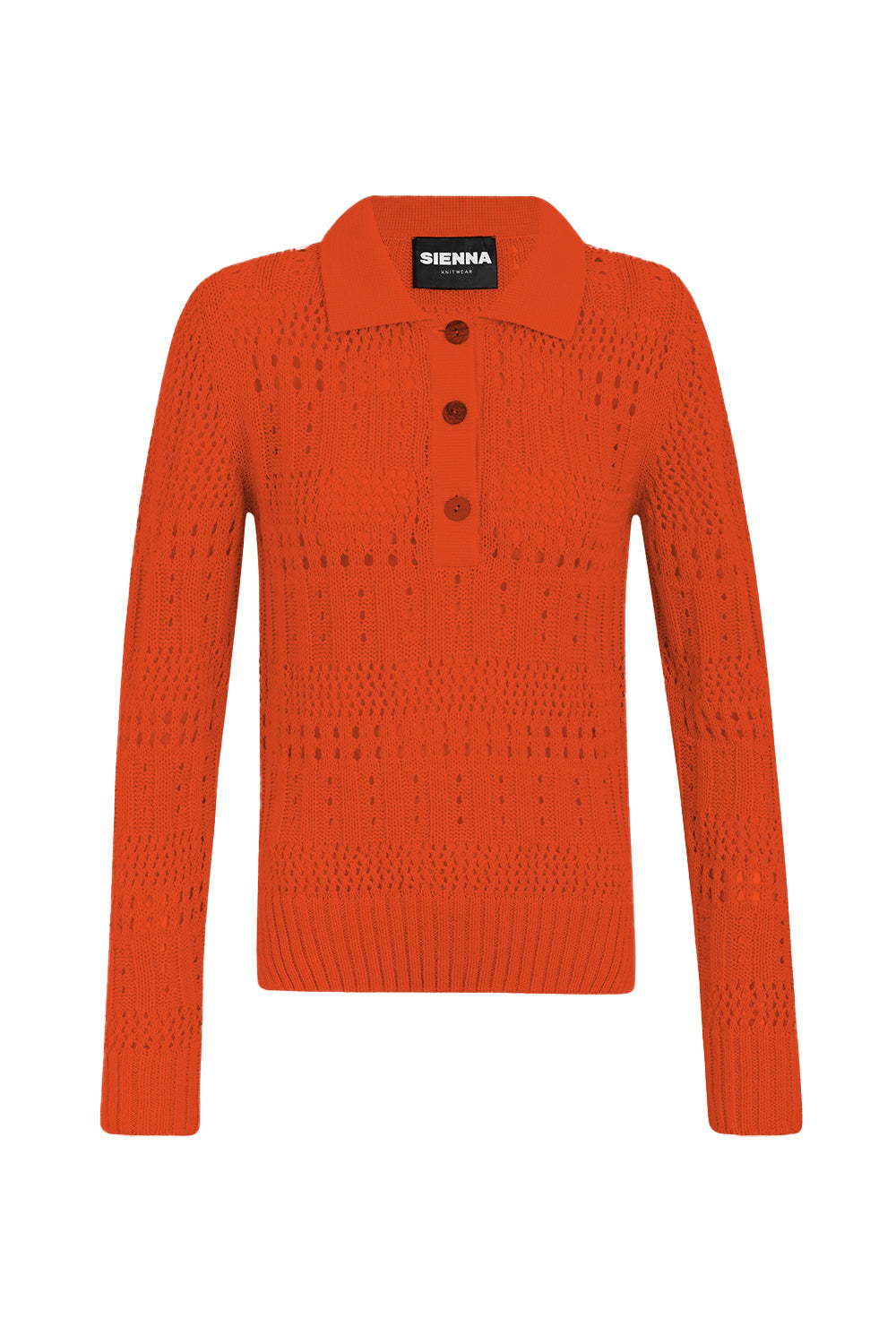 Jersey de Punto Calado con Cuello Abotonado para Mujer | Ideal para Entretiempo