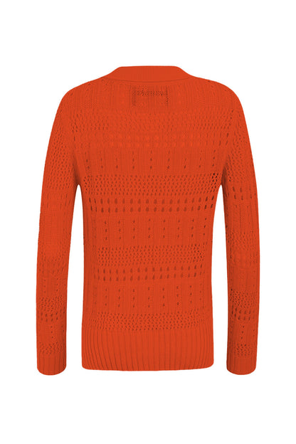 Jersey de Punto Calado con Cuello Abotonado para Mujer | Ideal para Entretiempo