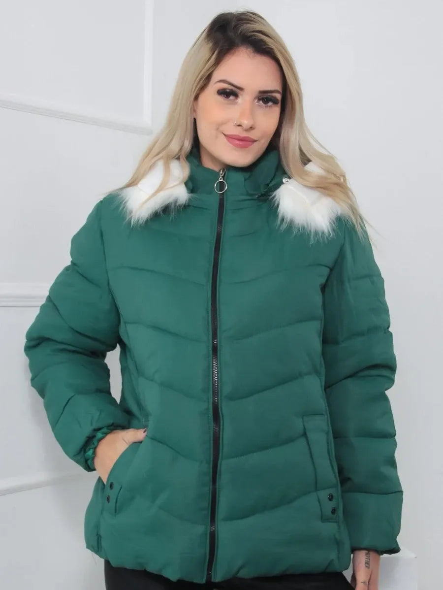 Chaqueta Acolchada con Capucha Desmontable para Mujer | Ideal para Invierno