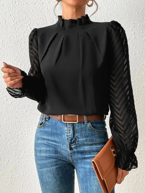 Blusa De Manga Larga Con Diseño Clásico Para Mujer | Ideal Para Uso Diario