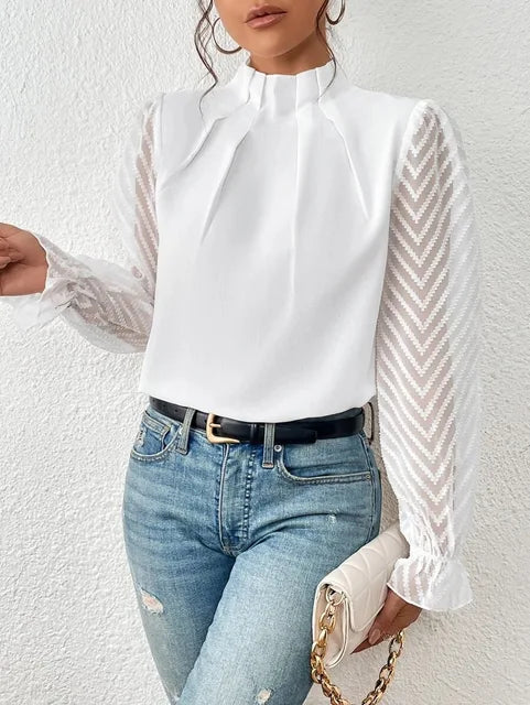 Blusa De Manga Larga Con Diseño Clásico Para Mujer | Ideal Para Uso Diario
