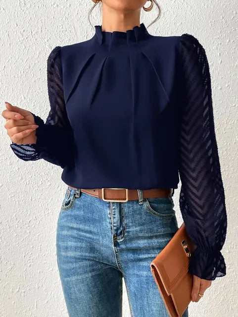 Blusa De Manga Larga Con Diseño Clásico Para Mujer | Ideal Para Uso Diario