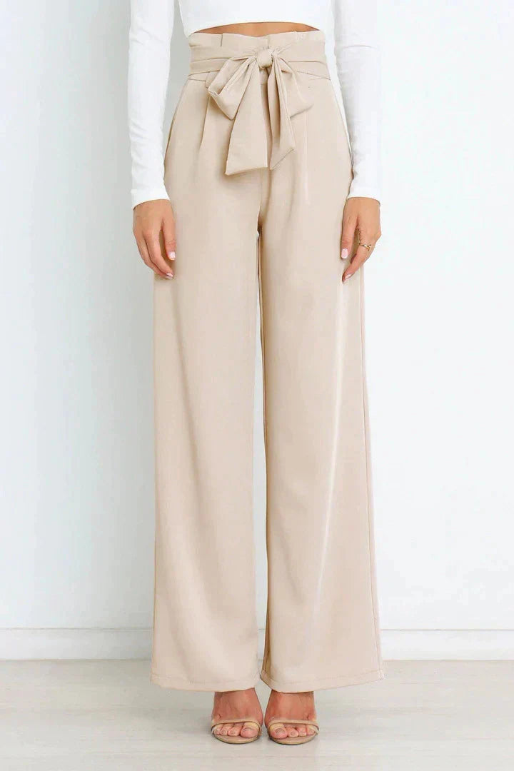 Pantalón De Talle Alto Con Piernas Anchas Y Cinturón Para Mujer | Ideal Para Uso Diario Y Profesional
