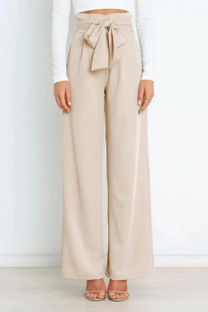 Pantalón De Talle Alto Con Piernas Anchas Y Cinturón Para Mujer | Ideal Para Uso Diario Y Profesional