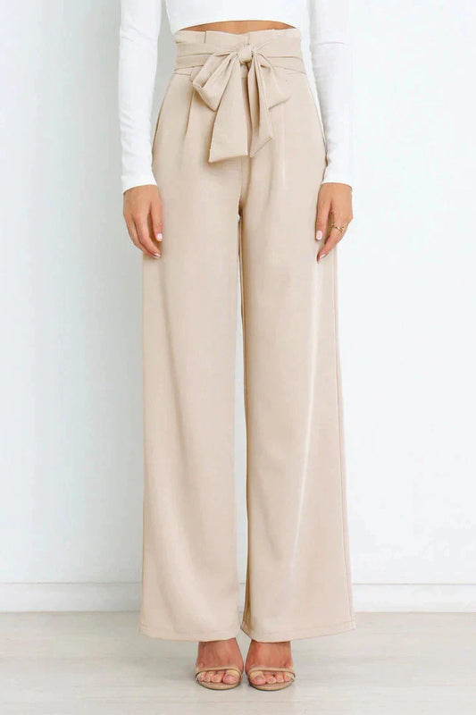 Pantalón De Talle Alto Con Piernas Anchas Y Cinturón Para Mujer | Ideal Para Uso Diario Y Profesional