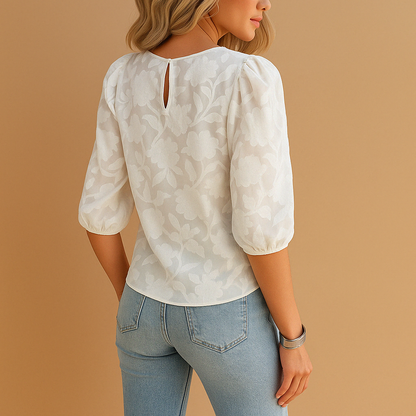 Top con Motivo Floral y Corte Ajustado para Mujer | Ideal para Trabajo o Uso Diario