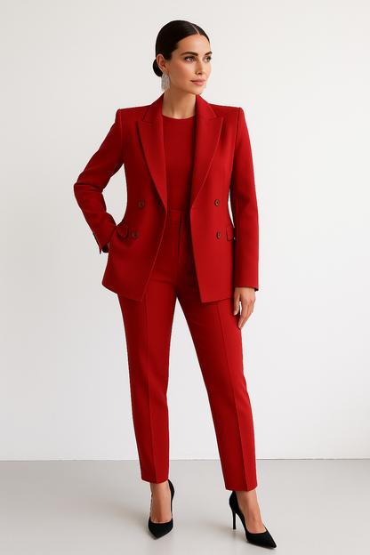 Conjunto de Dos Piezas con Blazer de Botón Simple y Pantalón Entallado para Mujer | Ideal para Oficina o Eventos