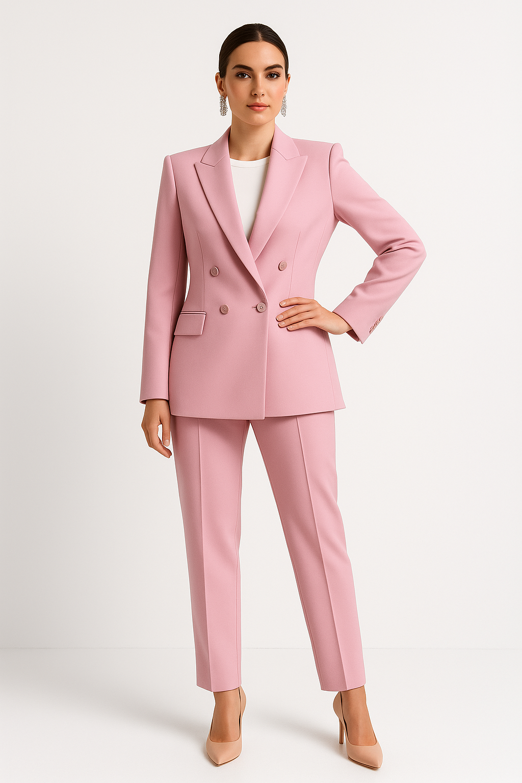 Conjunto de Dos Piezas con Blazer de Botón Simple y Pantalón Entallado para Mujer | Ideal para Oficina o Eventos