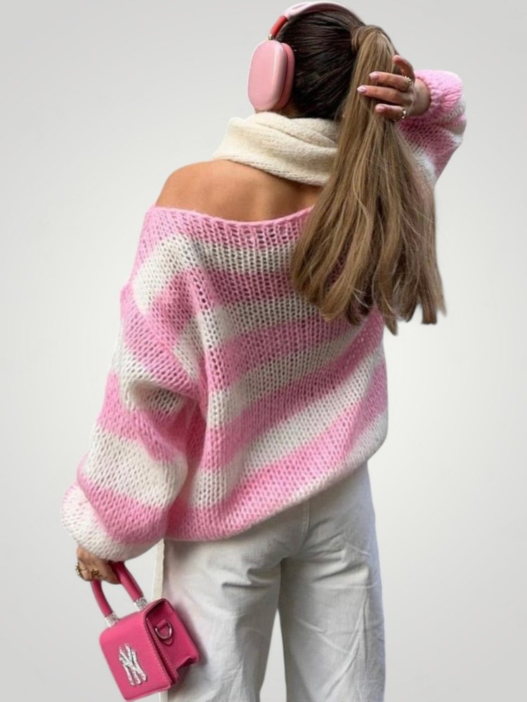 Jersey de Punto con Rayas y Corte Oversize para Mujer | Ideal para Otoño e Invierno