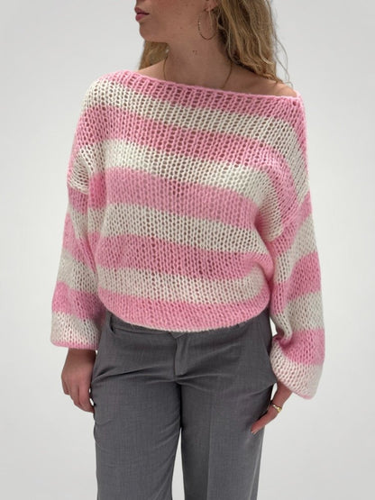 Jersey de Punto con Rayas y Corte Oversize para Mujer | Ideal para Otoño e Invierno