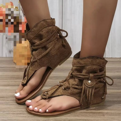 Sandalias Planas Con Cordones En El Tobillo Para Mujer | Ideales Para Uso Diario En Temporadas Cálidas