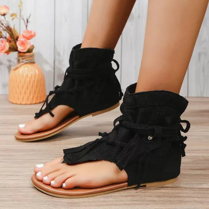 Sandalias Planas Con Cordones En El Tobillo Para Mujer | Ideales Para Uso Diario En Temporadas Cálidas