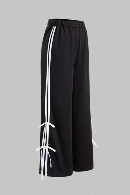 Conjunto De Dos Piezas Con Sudadera Corta Y Pantalón De Corte Amplio Para Mujer | Ideal Para Uso Diario
