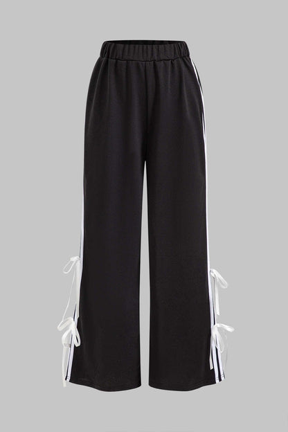 Conjunto De Dos Piezas Con Sudadera Corta Y Pantalón De Corte Amplio Para Mujer | Ideal Para Uso Diario