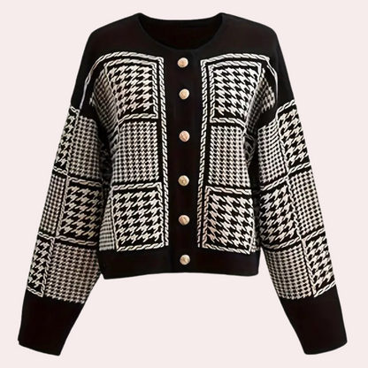 Gilet de Punto con Motivo de Cuadros y Cierre de Botones para Mujer | Ideal para Uso Diario