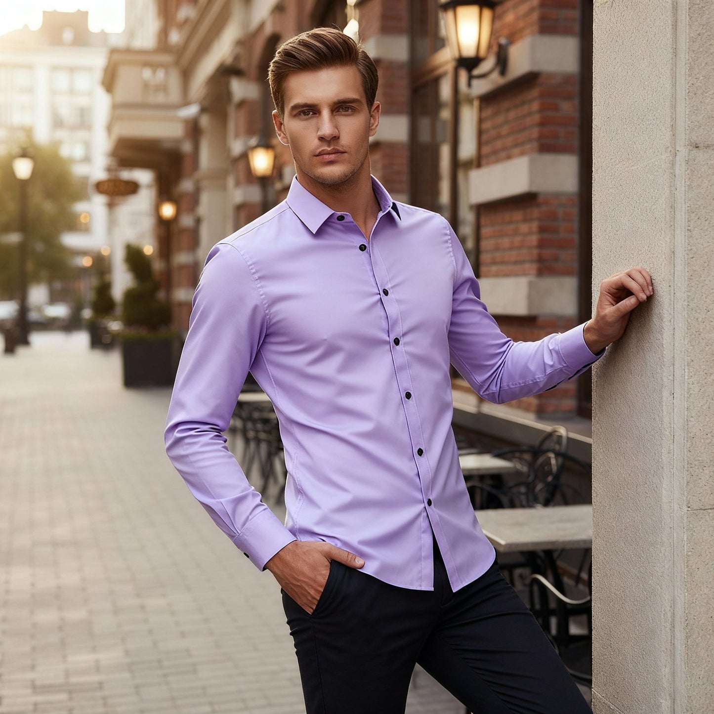 Camisa Con Corte Ajustado Para Hombre | Ideal Para Trabajo Y Uso Diario