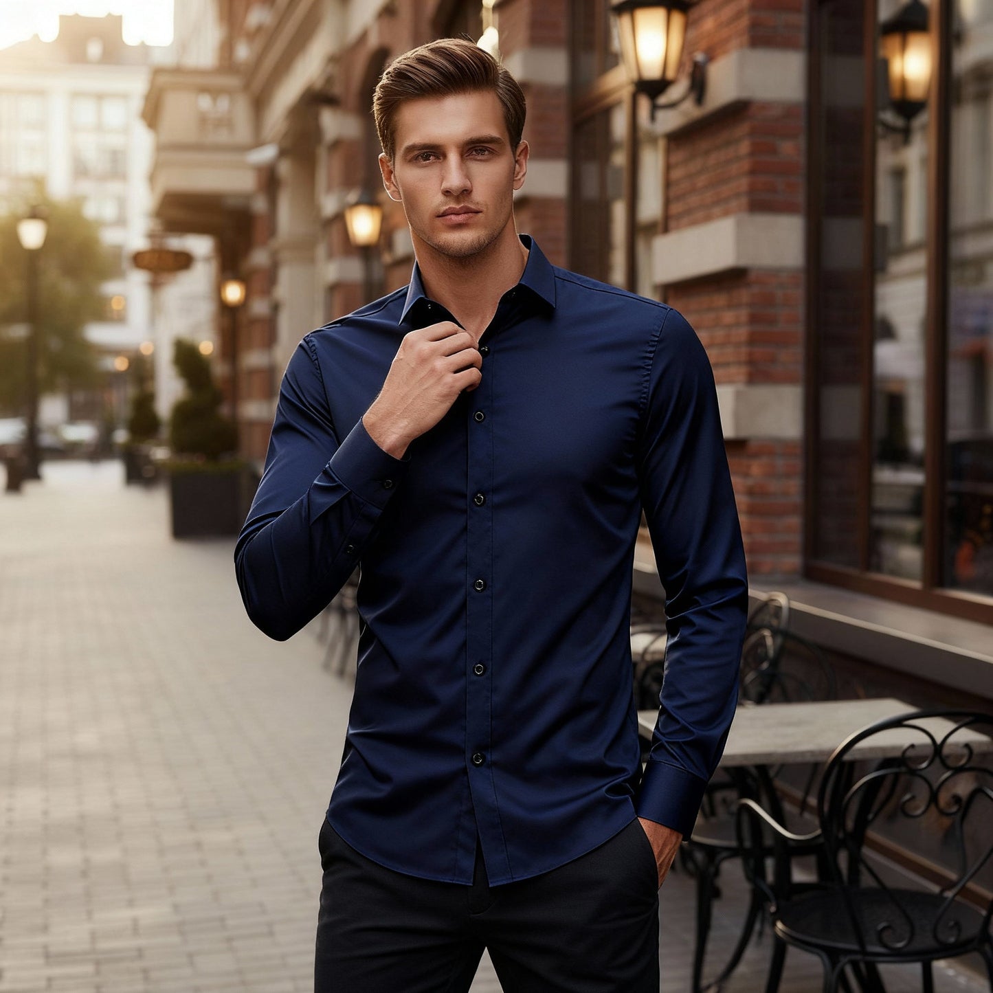 Camisa Con Corte Ajustado Para Hombre | Ideal Para Trabajo Y Uso Diario