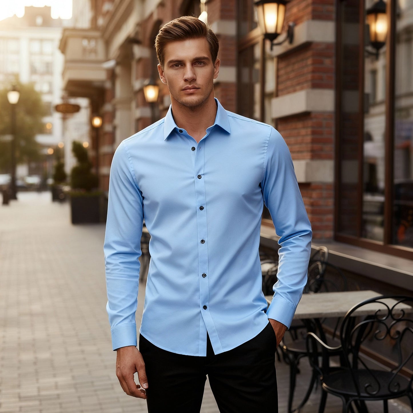 Camisa Con Corte Ajustado Para Hombre | Ideal Para Trabajo Y Uso Diario