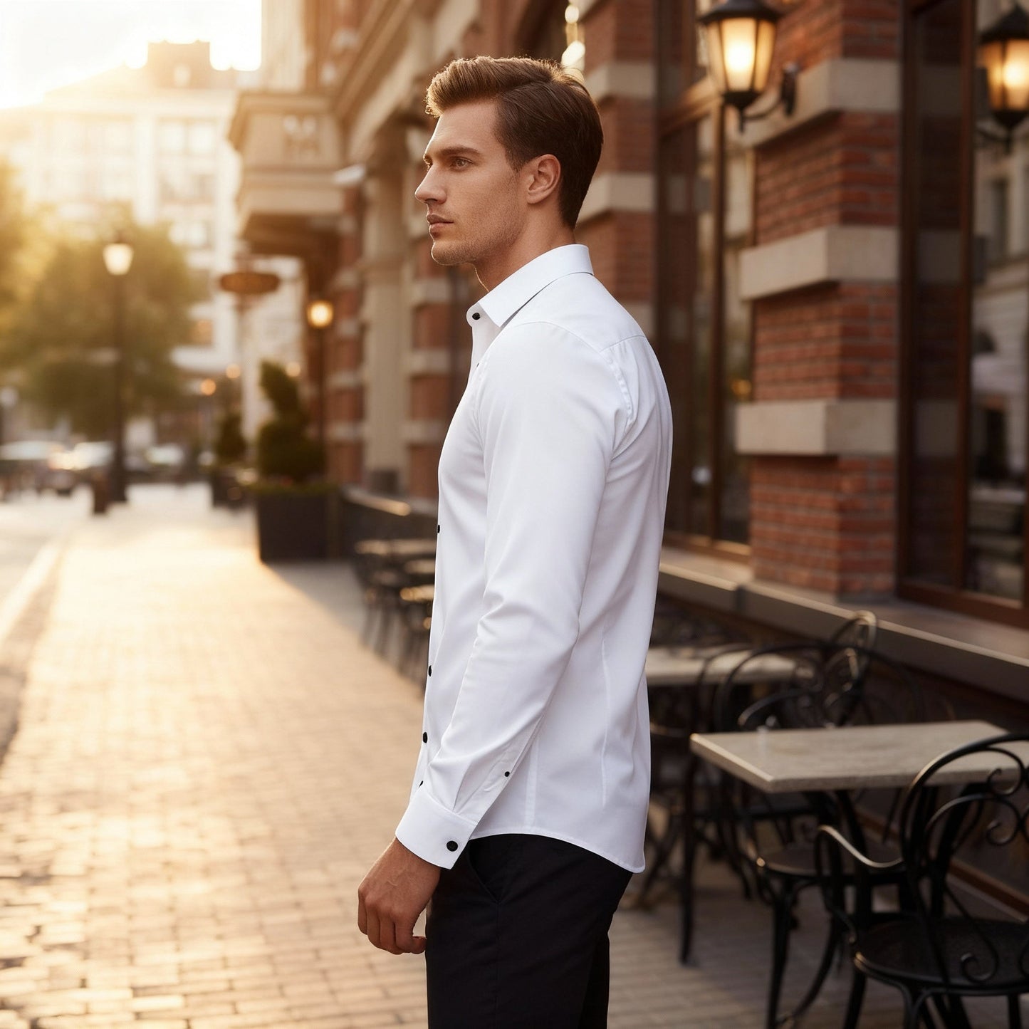 Camisa Con Corte Ajustado Para Hombre | Ideal Para Trabajo Y Uso Diario