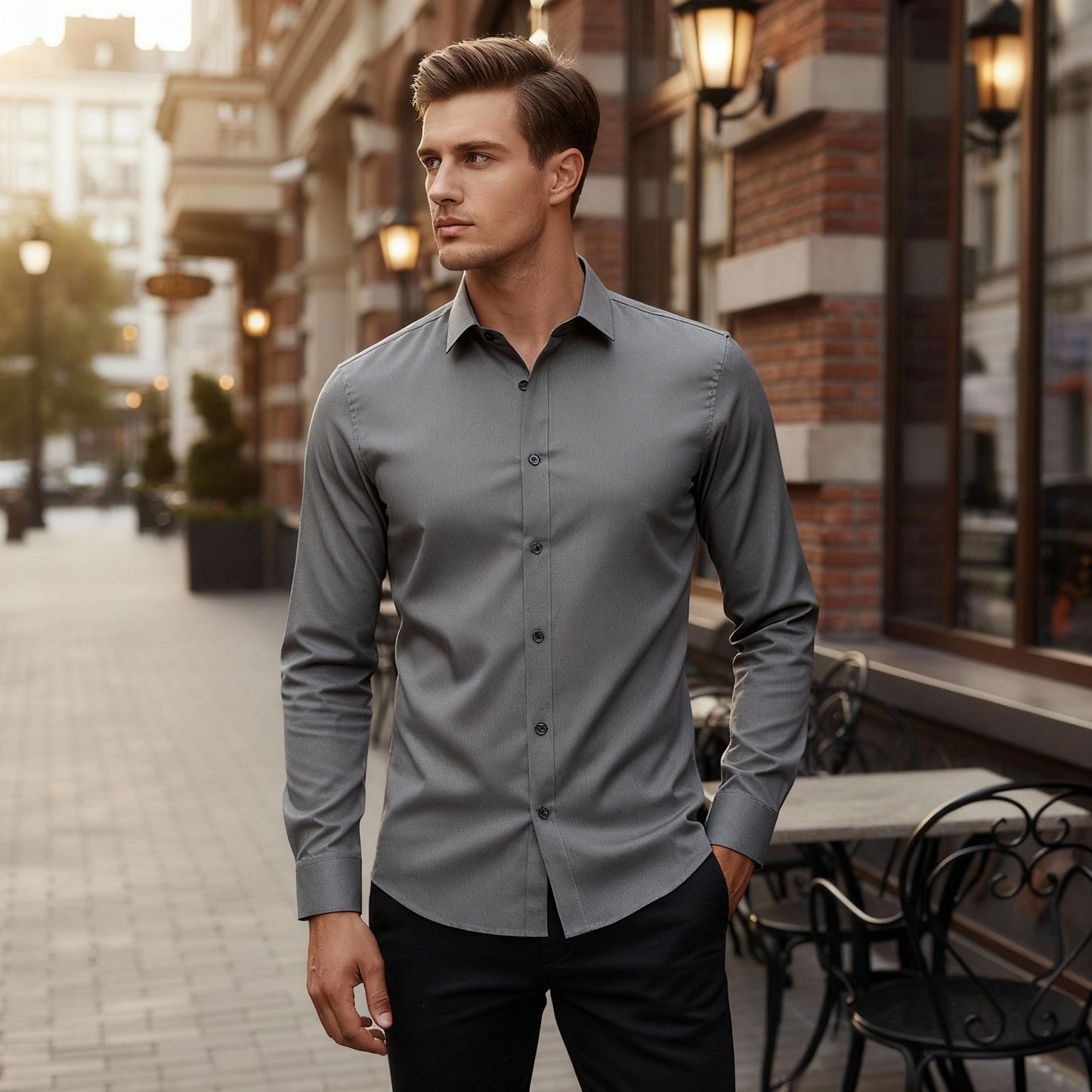 Camisa Con Corte Ajustado Para Hombre | Ideal Para Trabajo Y Uso Diario