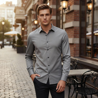 Camisa Con Corte Ajustado Para Hombre | Ideal Para Trabajo Y Uso Diario