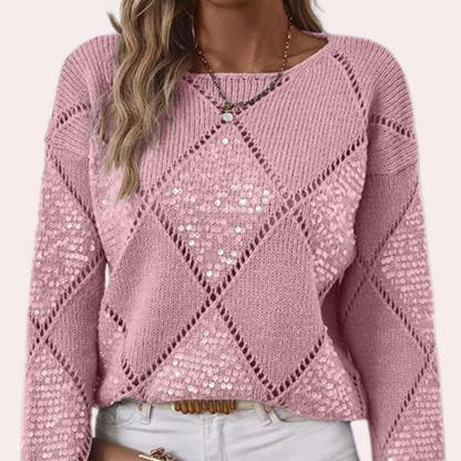 Jersey de Punto con Detalles Brillantes para Mujer | Ideal para Uso Diario
