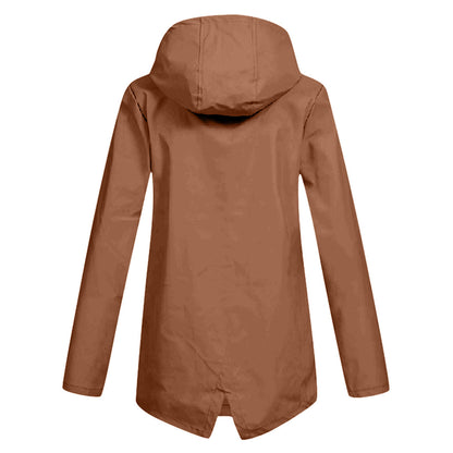 Manteau Long Imperméable avec Capuche pour Femme | Idéal pour les Jours de Pluie