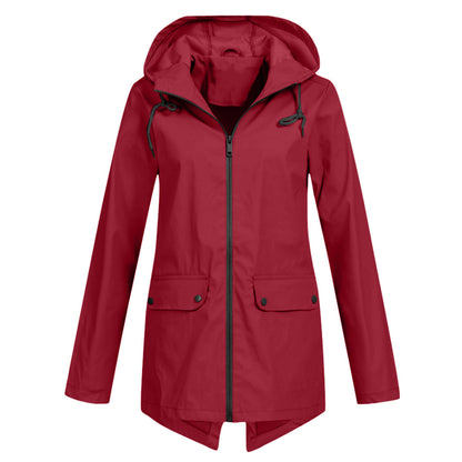 Manteau Long Imperméable avec Capuche pour Femme | Idéal pour les Jours de Pluie
