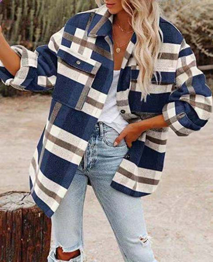 Chaqueta de Cuadros con Corte Recto para Mujer | Ideal para Invierno