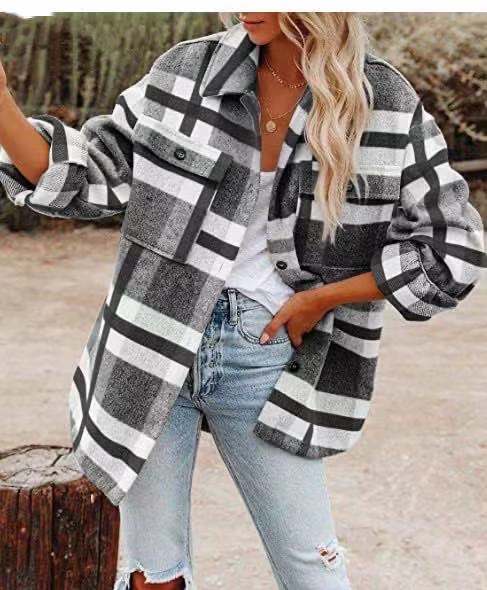 Chaqueta de Cuadros con Corte Recto para Mujer | Ideal para Invierno