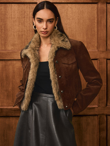 Chaqueta Corta con Cuello de Textura Suave para Mujer | Ideal para Entretiempo y Uso Diario