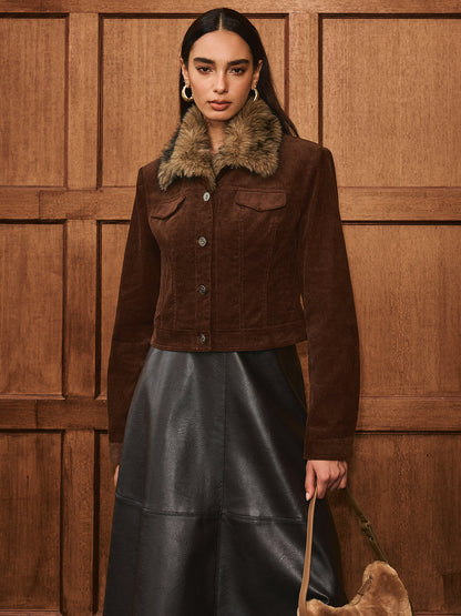 Chaqueta Corta con Cuello de Textura Suave para Mujer | Ideal para Entretiempo y Uso Diario
