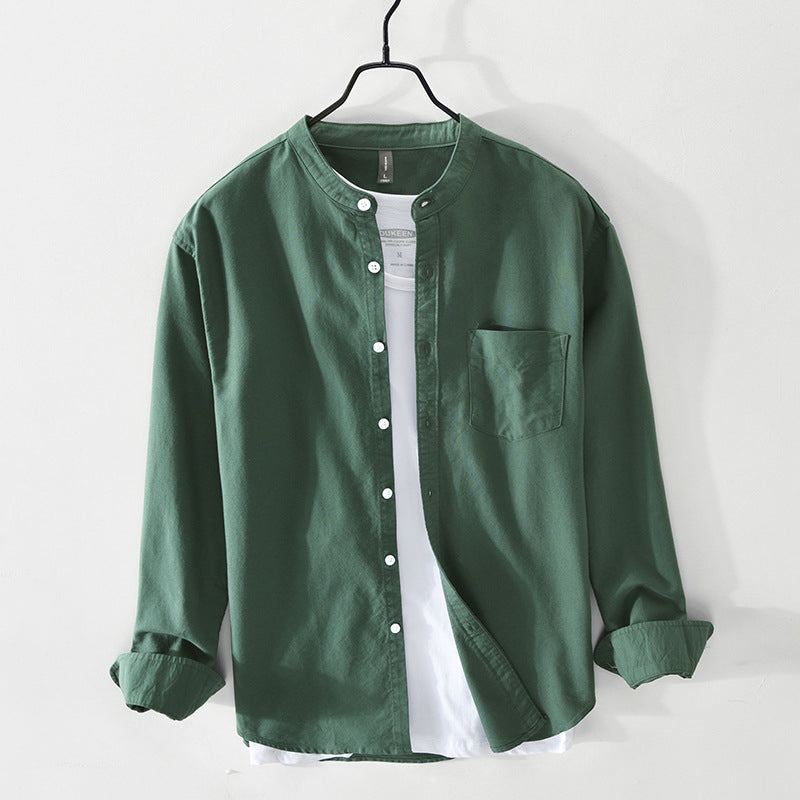 Camisa Con Cierre De Botones Y Cuello Mao Para Hombres | Ideal Para Uso Diario O Superposición