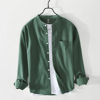 Camisa Con Cierre De Botones Y Cuello Mao Para Hombres | Ideal Para Uso Diario O Superposición