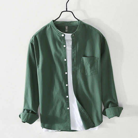 Camisa Con Cierre De Botones Y Cuello Mao Para Hombres | Ideal Para Uso Diario O Superposición