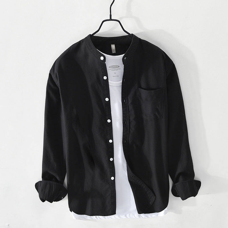 Camisa Con Cierre De Botones Y Cuello Mao Para Hombres | Ideal Para Uso Diario O Superposición