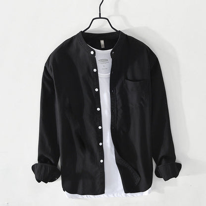 Camisa Con Cierre De Botones Y Cuello Mao Para Hombres | Ideal Para Uso Diario O Superposición