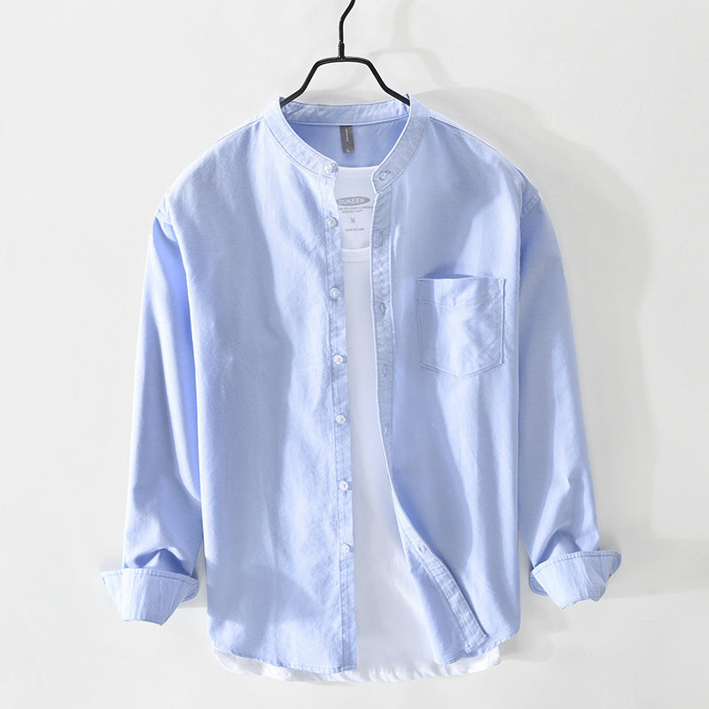Camisa Con Cierre De Botones Y Cuello Mao Para Hombres | Ideal Para Uso Diario O Superposición