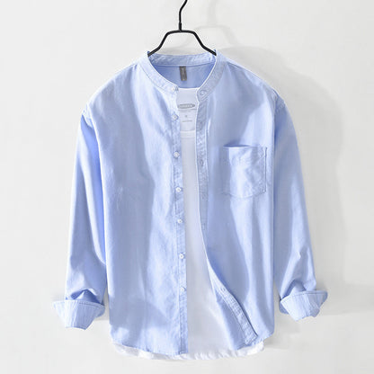 Camisa Con Cierre De Botones Y Cuello Mao Para Hombres | Ideal Para Uso Diario O Superposición