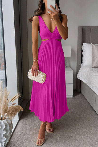 Vestido Midi Con Estructura Plisada Y Detalles Recortados Para Mujer | Ideal Para Uso Diario Y Ocasiones