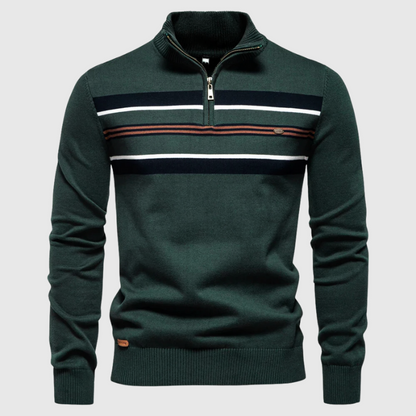 Jersey De Hombre Con Media Cremallera Y Motivo A Rayas | Ideal Para Uso Diario Informal